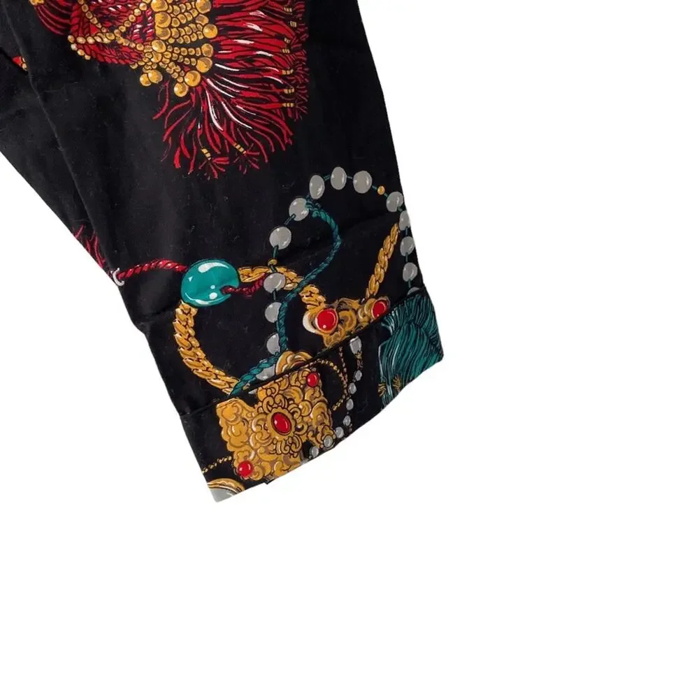 Vintage Shady Character NYC Rare 80s Black Cotton Jeweled Bath Robe size 4
